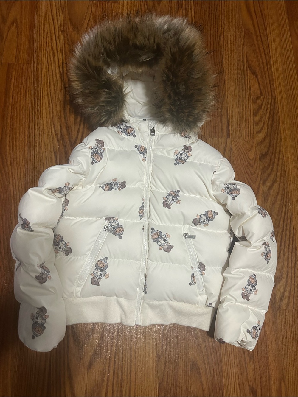 Polo by Ralph Lauren Bear Puffer Jacket with Faux Fur Hood, great condition